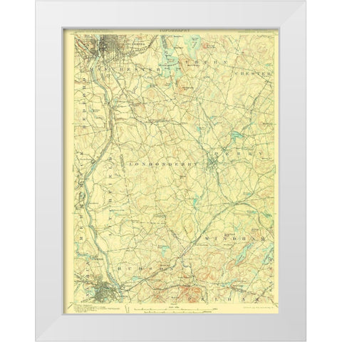 Manchester New Hampshire Quad - USGS 1905 White Modern Wood Framed Art Print by USGS