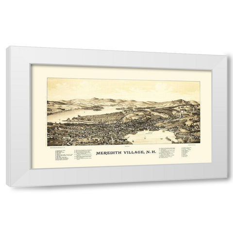 Meredith Village New Hampshire - Norris 1889 White Modern Wood Framed Art Print by Norris