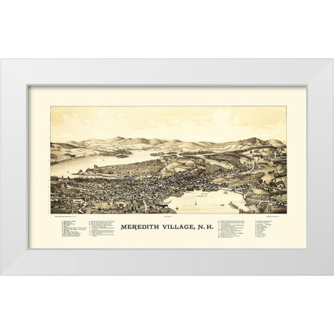 Meredith Village New Hampshire - Norris 1889 White Modern Wood Framed Art Print by Norris