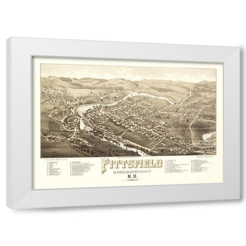 Pittsfield New Hampshire - Norris 1884 White Modern Wood Framed Art Print by Norris