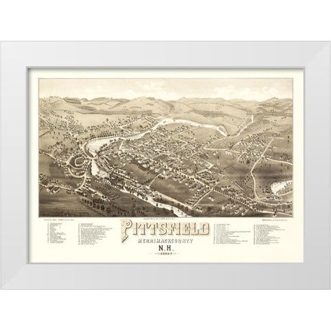 Pittsfield New Hampshire - Norris 1884 White Modern Wood Framed Art Print by Norris