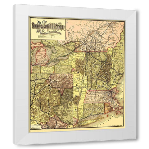 Boston and Lowell Railroad System - Avery 1886 White Modern Wood Framed Art Print by Avery