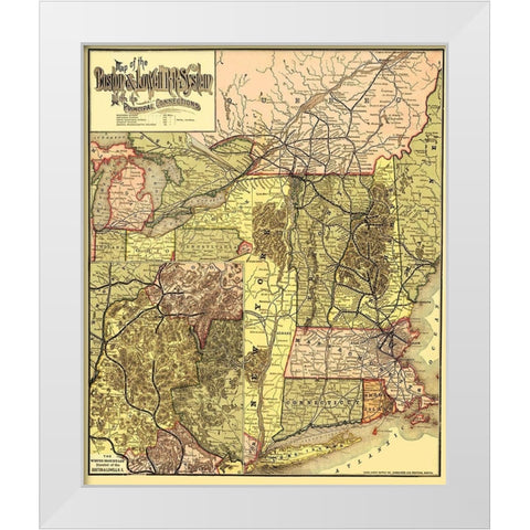 Boston and Lowell Railroad System - Avery 1886 White Modern Wood Framed Art Print by Avery