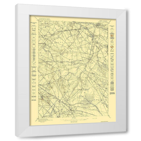 Mt Holly New Jersey Quad - USGS 1898 White Modern Wood Framed Art Print by USGS