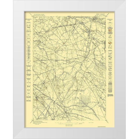 Mt Holly New Jersey Quad - USGS 1898 White Modern Wood Framed Art Print by USGS