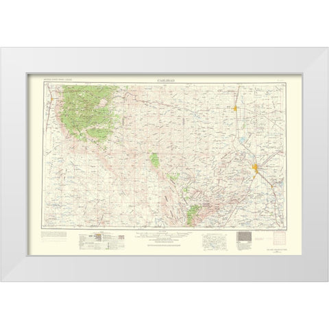 Carlsbad New Mexico Quad - USGS 1963 White Modern Wood Framed Art Print by USGS