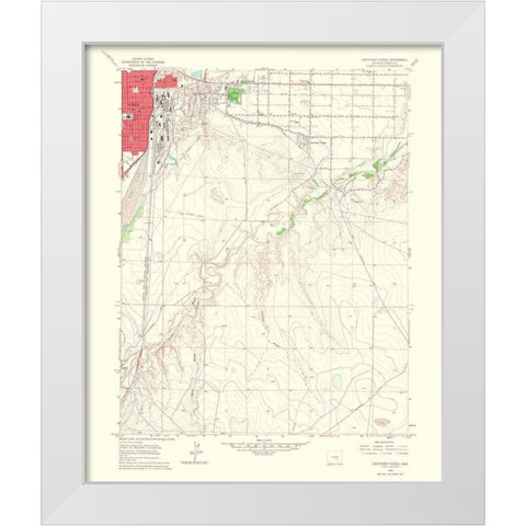 East Pueblo Southeast Colorado Quad - USGS 1960 White Modern Wood Framed Art Print by USGS