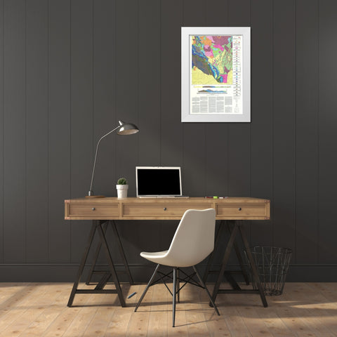 Silver City Quad New Mexico Mines - Cunningham White Modern Wood Framed Art Print by Cunningham