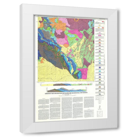 Silver City Quad New Mexico Mines - Cunningham White Modern Wood Framed Art Print by Cunningham