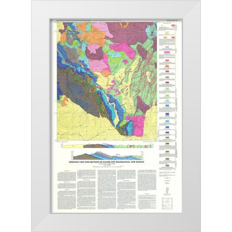 Silver City Quad New Mexico Mines - Cunningham White Modern Wood Framed Art Print by Cunningham