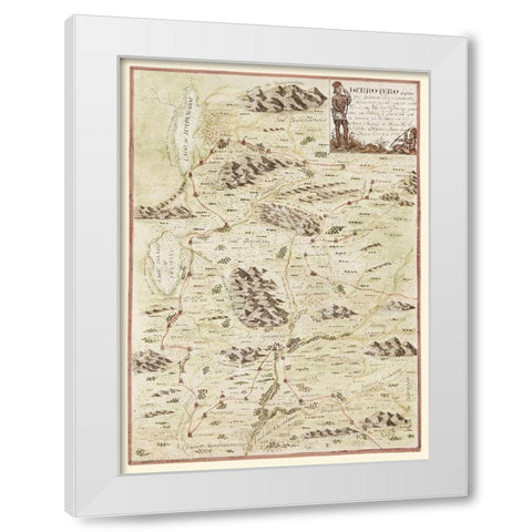 New Mexico Route with Indian Villages, Missions White Modern Wood Framed Art Print by Escalante