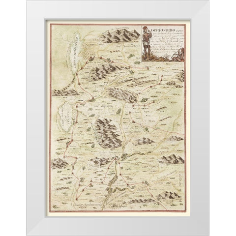 New Mexico Route with Indian Villages, Missions White Modern Wood Framed Art Print by Escalante