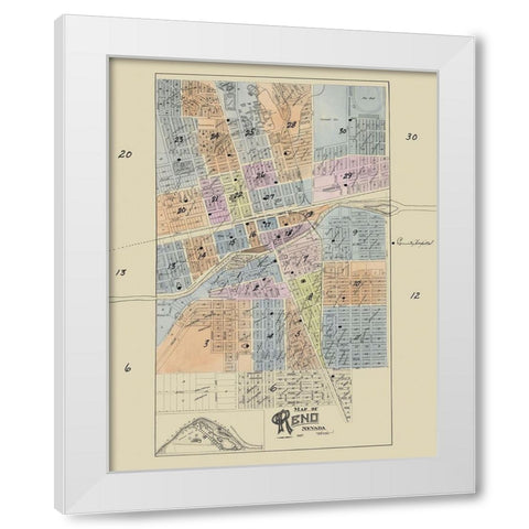 Reno Nevada - 1927 White Modern Wood Framed Art Print by Unknown