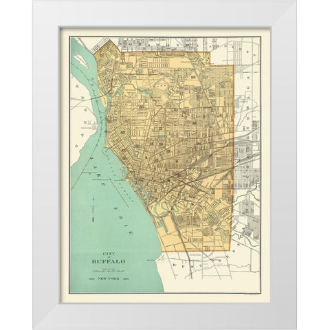 Buffalo New York White Modern Wood Framed Art Print by Bien