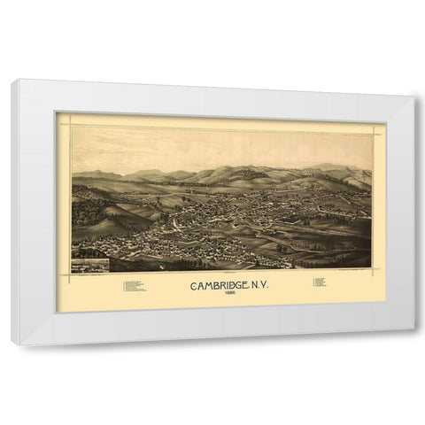Cambridge New York - Burleigh 1886 White Modern Wood Framed Art Print by Burleigh