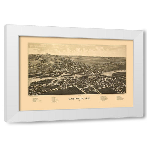 Carthage New York - Burleigh 1888 White Modern Wood Framed Art Print by Burleigh
