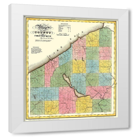 Chautauque New York - Burr 1829 White Modern Wood Framed Art Print by Burr
