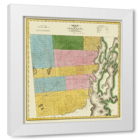 Clinton New York Landowner - Burr 1829 White Modern Wood Framed Art Print by Burr