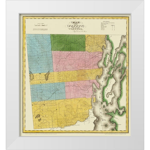 Clinton New York Landowner - Burr 1829 White Modern Wood Framed Art Print by Burr
