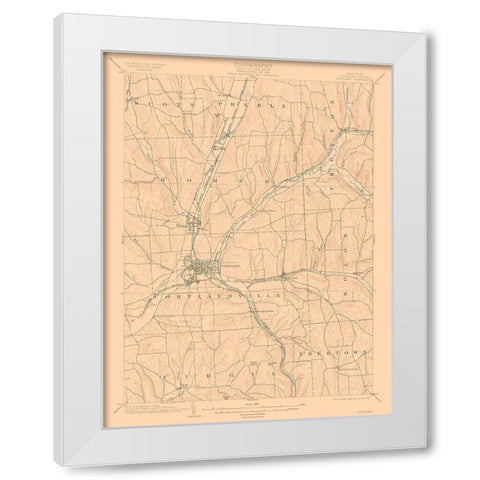 Cortland New York Quad - USGS 1903 White Modern Wood Framed Art Print by USGS