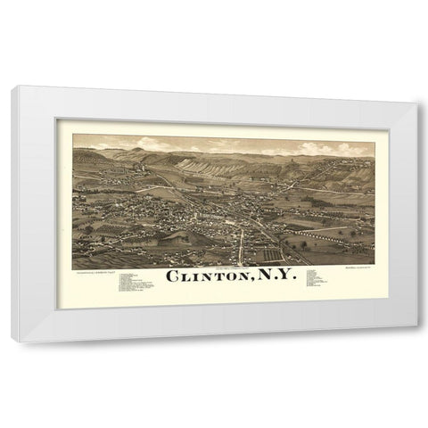 Clinton New York - Burleigh 1885 White Modern Wood Framed Art Print by Burleigh