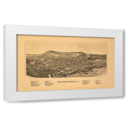 Cooperstown New York - Burleigh 1890 White Modern Wood Framed Art Print by Burleigh