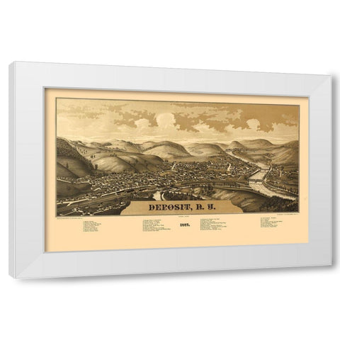 Deposit New York - Burleigh 1887 White Modern Wood Framed Art Print by Burleigh