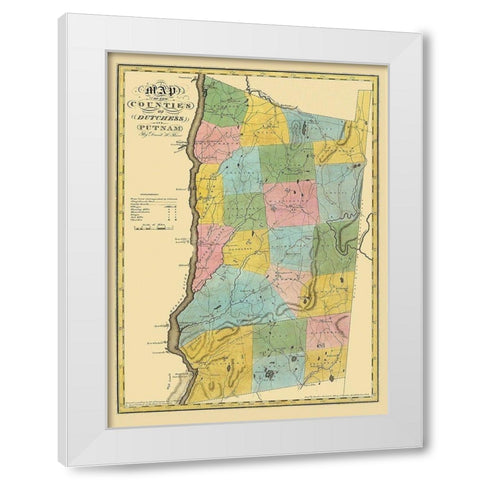 Dutchess Putnam New York - Burr 1829 White Modern Wood Framed Art Print by Burr