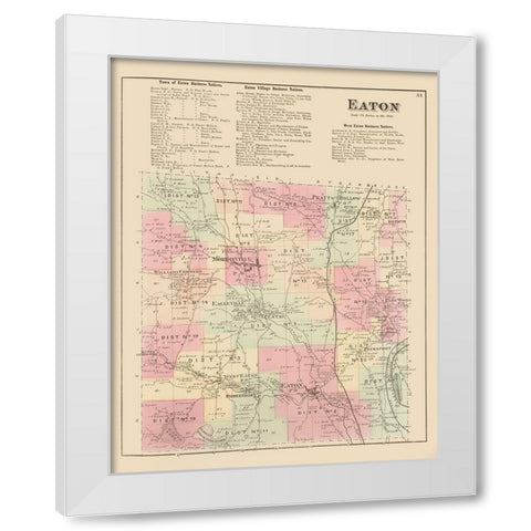Eaton New York Landowner - Whitman 1875 White Modern Wood Framed Art Print by Whitman