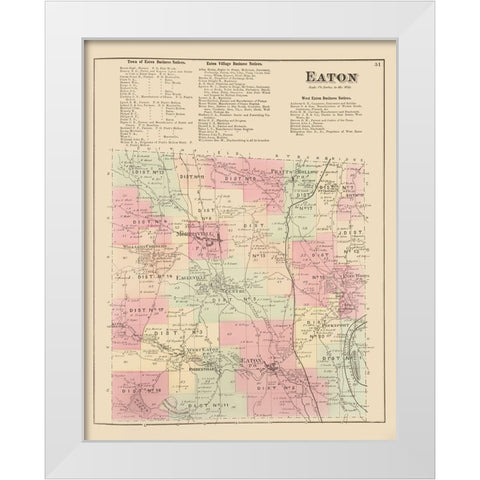 Eaton New York Landowner - Whitman 1875 White Modern Wood Framed Art Print by Whitman