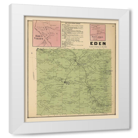 Eden New York Landowner - Stone 1866 White Modern Wood Framed Art Print by Stone