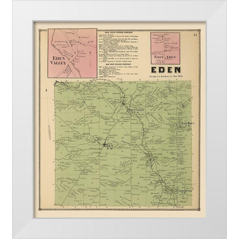 Eden New York Landowner - Stone 1866 White Modern Wood Framed Art Print by Stone