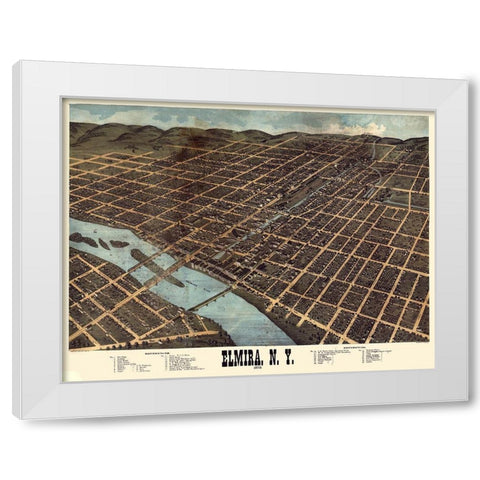 Elmira New York - Bailey 1873 White Modern Wood Framed Art Print by Bailey