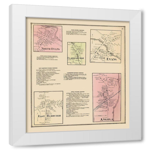 Clarksburgh, Evans, Angola, East Hamburgh New York White Modern Wood Framed Art Print by Stone