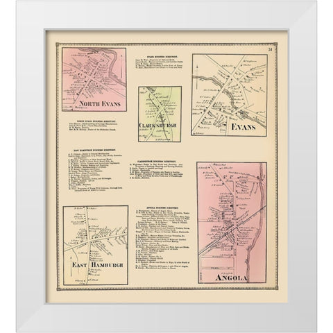 Clarksburgh, Evans, Angola, East Hamburgh New York White Modern Wood Framed Art Print by Stone