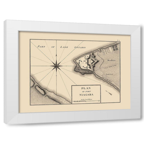 Fort Niagara New York Plan - Collot 1796 White Modern Wood Framed Art Print by Collot