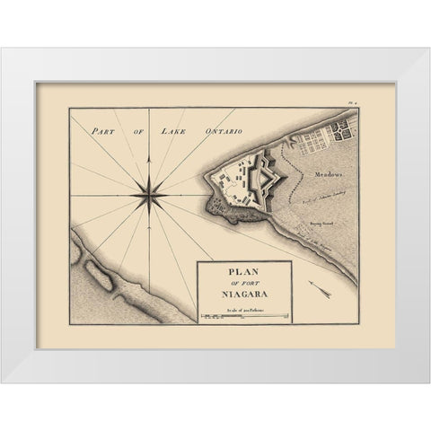 Fort Niagara New York Plan - Collot 1796 White Modern Wood Framed Art Print by Collot