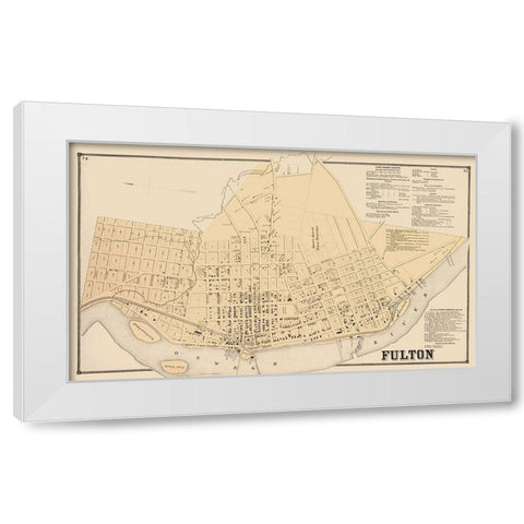 Fulton New York Landowner - Stone 1866 White Modern Wood Framed Art Print by Stone