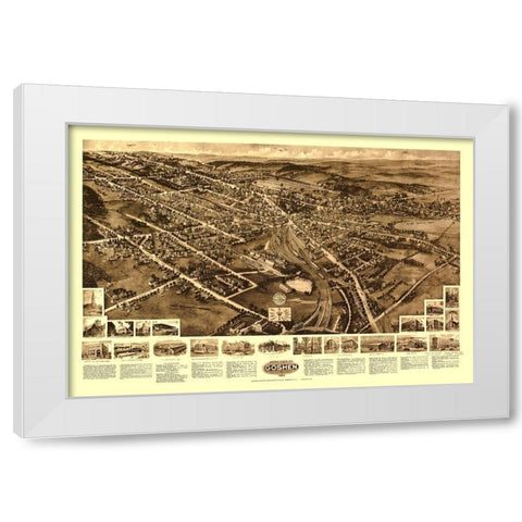 Goshen New York - Fowler 1922 White Modern Wood Framed Art Print by Fowler