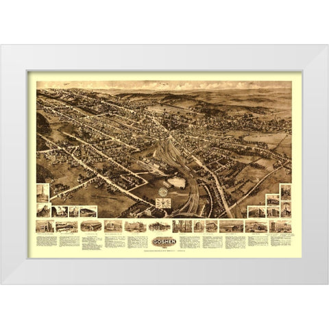 Goshen New York - Fowler 1922 White Modern Wood Framed Art Print by Fowler