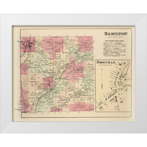 Hamilton New York Landowner - Whitman 1875 White Modern Wood Framed Art Print by Whitman