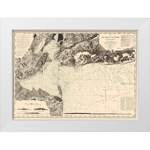 New York Bay and Harbor - USCS 1845 White Modern Wood Framed Art Print by USCS