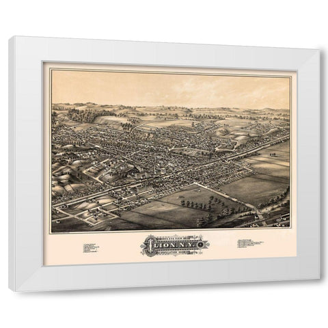 Ilion New York - Rowley 1881 White Modern Wood Framed Art Print by Rowley