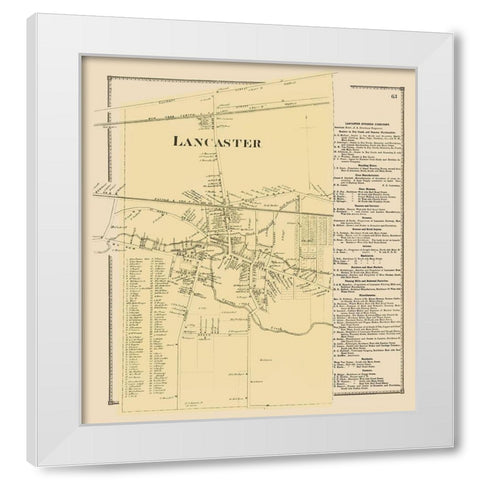 Lancaster New York Landowner - Stone 1869 White Modern Wood Framed Art Print by Stone