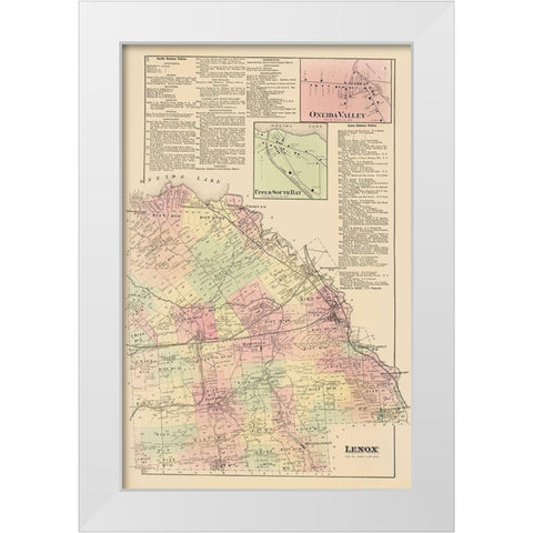 Lenox New York Landowner - Whitman 1875 White Modern Wood Framed Art Print by Whitman