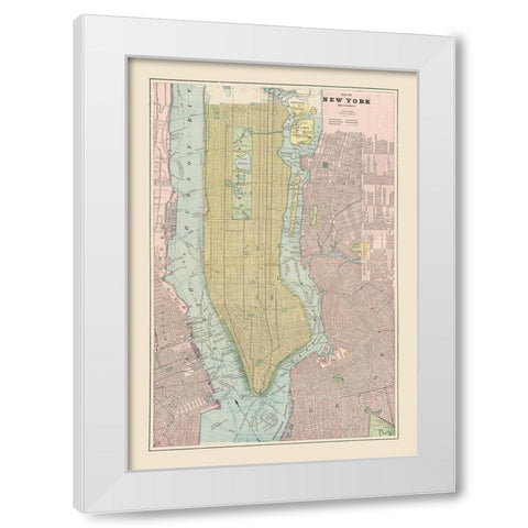 New York New York - Cram 1892 White Modern Wood Framed Art Print by Cram