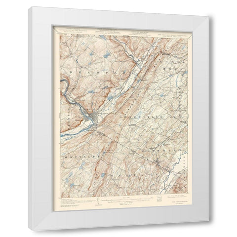 Port Jervis New York New Jersey Pennsylvania Quad White Modern Wood Framed Art Print by USGS