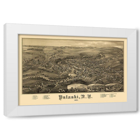 Pulaski New York - Burleigh 1885 White Modern Wood Framed Art Print by Burleigh