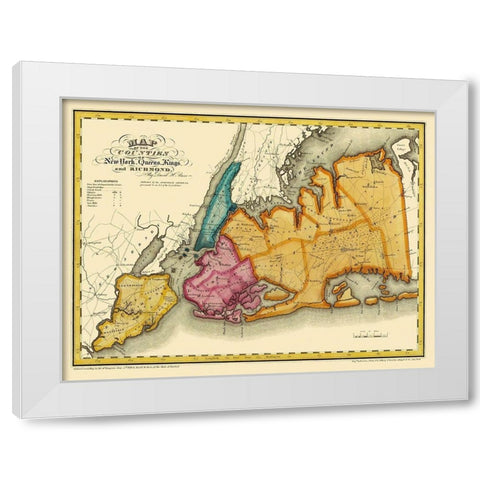 New York Queens Kings Richmond New York White Modern Wood Framed Art Print by Burr
