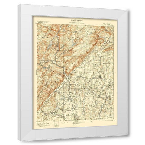 Ramapo New York New Jersey Quad - USGS 1893 White Modern Wood Framed Art Print by USGS